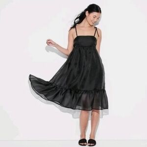 NWT Wild Fable Black Chiffon Midi Dress – Flowy & Feminine